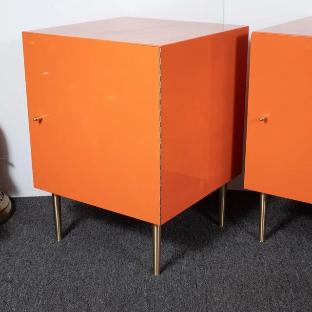 1980s Vintage Mid-Century Modern Cubic Orange Cabinets - a Pair For Sale - Image 5 of 12
