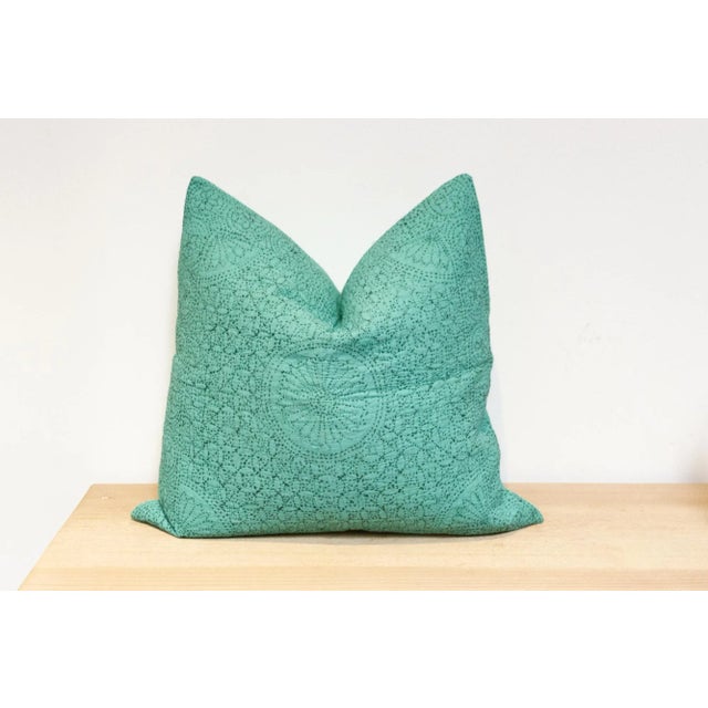 Persian Green Hand-Stitched Pillow Cover For Sale - Image 4 of 7