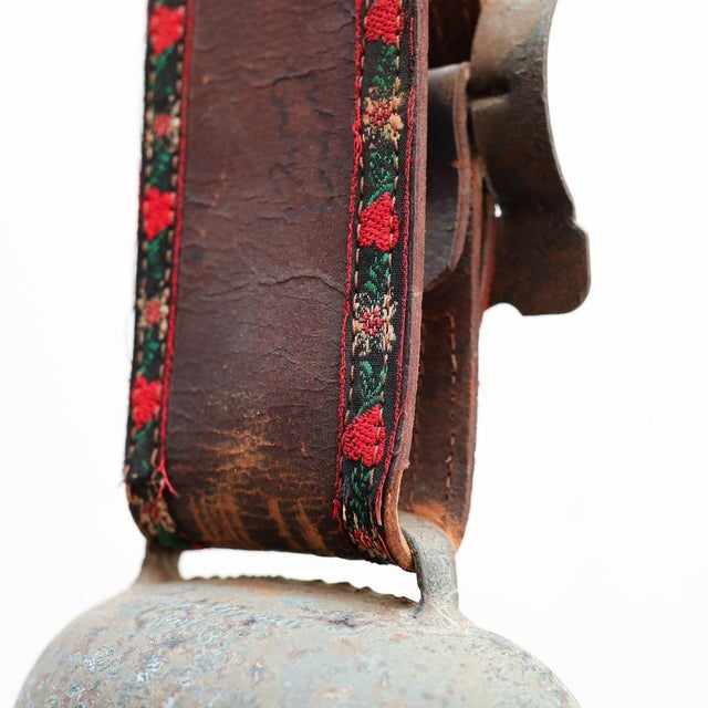 1960s Traditional French Rustic Bronze and Leather Bell, 1960s For Sale - Image 5 of 18
