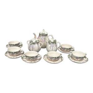 Antique Satsuma Tea Set With Wisteria Meiji Period - Set of 15