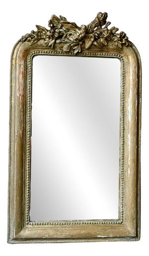 19th Century Louis XVI Mirror with Dove and Giltwood Frame in Mercury Glass, 1890s