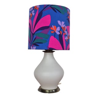 Opaline Glass Table Lamp with Lampshade, Germany, 1960s For Sale