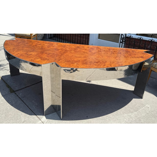 Leon Rosen for Pace Collection Mid Century Modern Mezzaluna Demilune Executive Desk For Sale In Los Angeles - Image 6 of 9