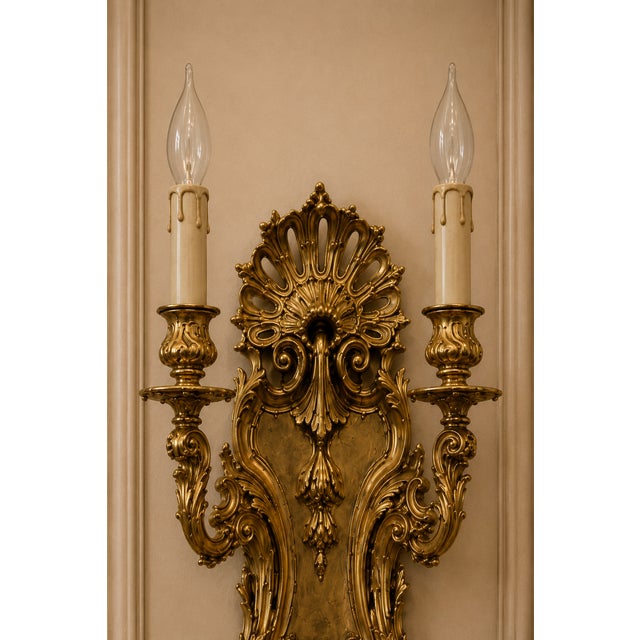 19th C French Louis XVI Gilt Bronze Wall Lamps/Sconces Pair For Sale - Image 10 of 11