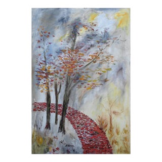Mid Century Modern Brick Path Through the Trees, Abstracted Landscape by Charles Fuhrman For Sale