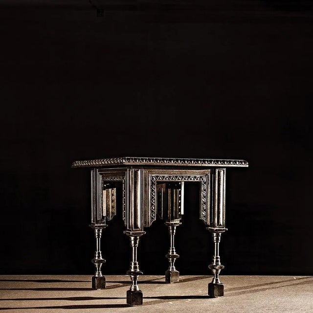 Luxor Side Table, Hand Rubbed Black For Sale In Los Angeles - Image 6 of 6