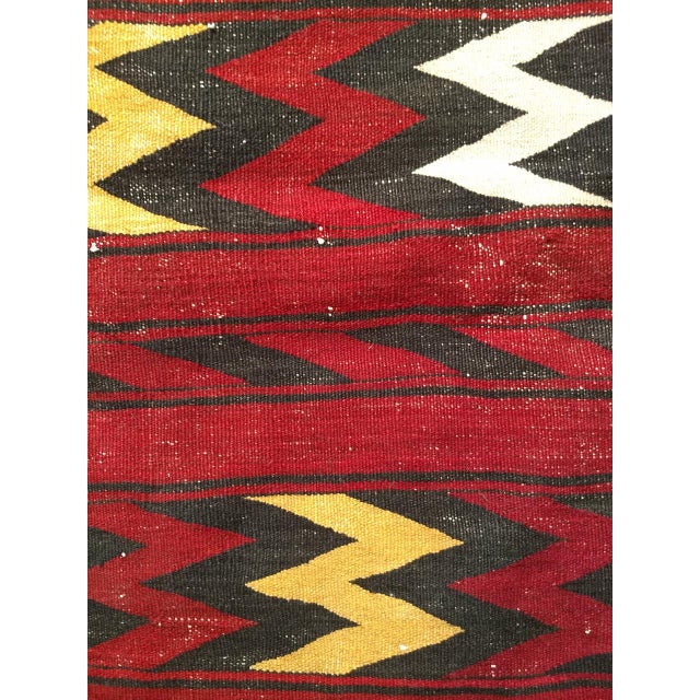 Vintage Moroccan Tribal Kilim Rug, Flatweave Wool, Geometric Stripe Pattern, 8x14 For Sale - Image 4 of 6