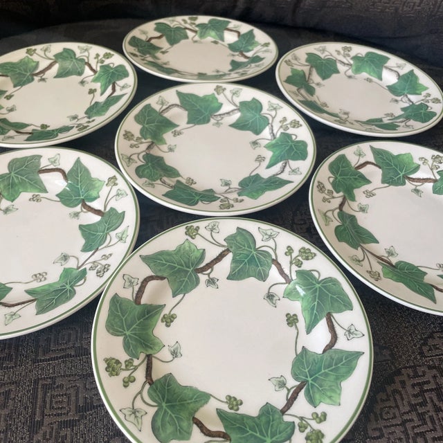 Wedgwood 1940s Wedgewood Napoleon Ivy Set of 7 Small Plates For Sale - Image 4 of 7