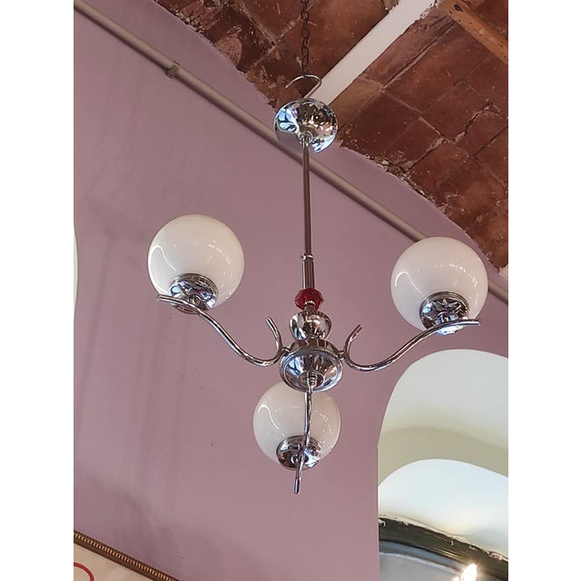 1930s Art Deco Chrome Chandelier, 1930s For Sale - Image 5 of 6