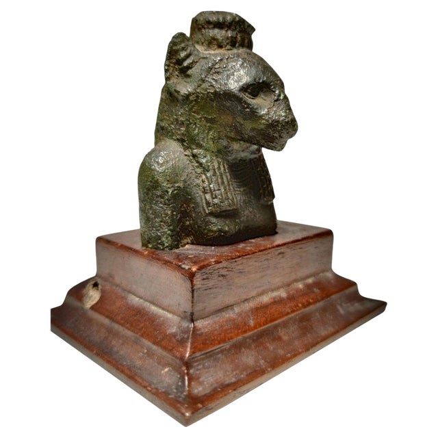Egyptian Bronze Seckhmet Lion-Headed Goddess Figure For Sale