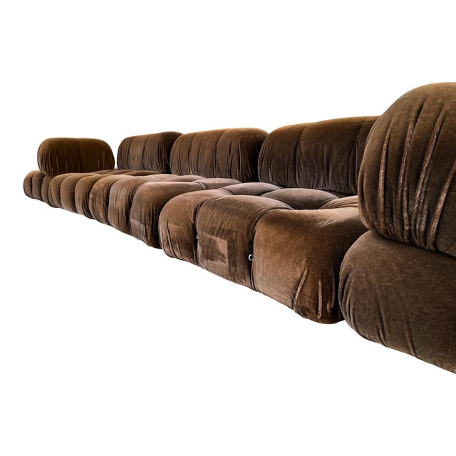 Brown Alpaca Velvet Camaleonda Modular Sofa by Mario Bellini for C&B Italia, 1972, Set of 5 For Sale - Image 10 of 12