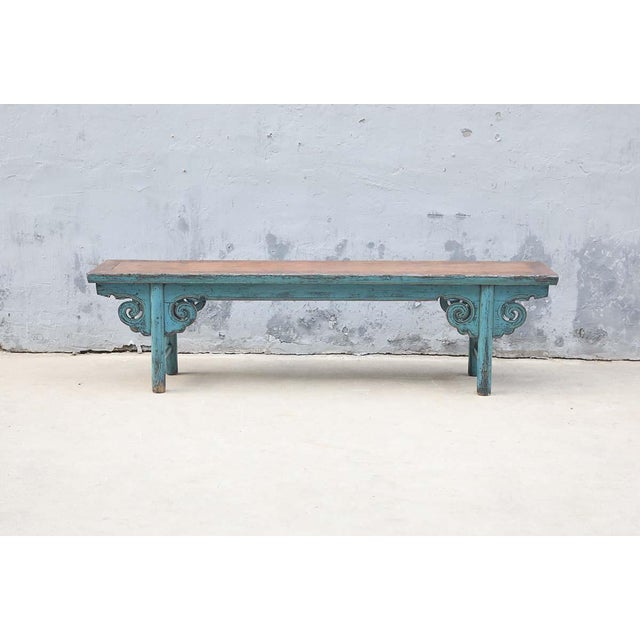 Antique Chinese Elm Bench For Sale - Image 4 of 4