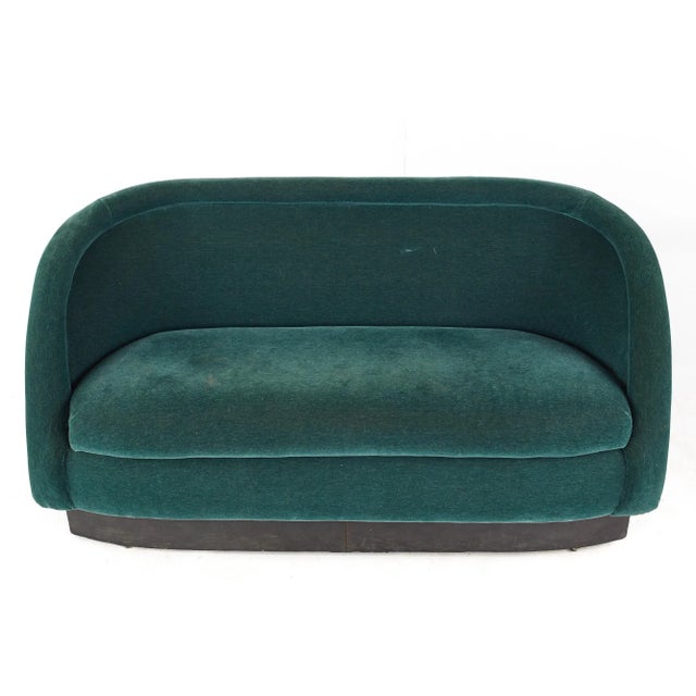 Green Ward Bennett Style Mid Century Green Velvet Sofa Settee For Sale - Image 8 of 10