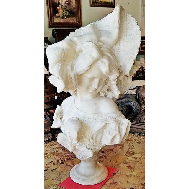 Alabaster Italian Alabaster Marble Bust Figurine For Sale - Image 8 of 8