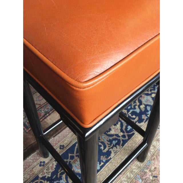 Wood 1950s Leather & Lacquered Bar Stools in the Style of James Mont - a Pair For Sale - Image 7 of 13