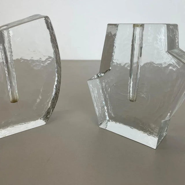 Brutalist German Rock Glass Vases attributed to Peill and Putzler, 1970s, Set of 2 For Sale - Image 16 of 18