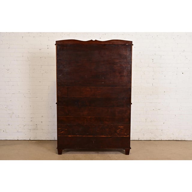 R. J. Horner Style Antique Arts & Crafts Mahogany Leaded Glass Bookcase, Circa 1920s For Sale - Image 11 of 12