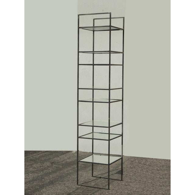 2020s Black Etagere W Eight Mirrored Metal Shelves ~ Narrow Book Shelf Book Case #1 For Sale - Image 5 of 17