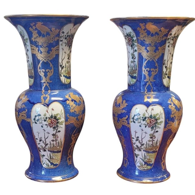 Antique Pr English Chinoiserie Faience Vases For Sale - Image 16 of 16
