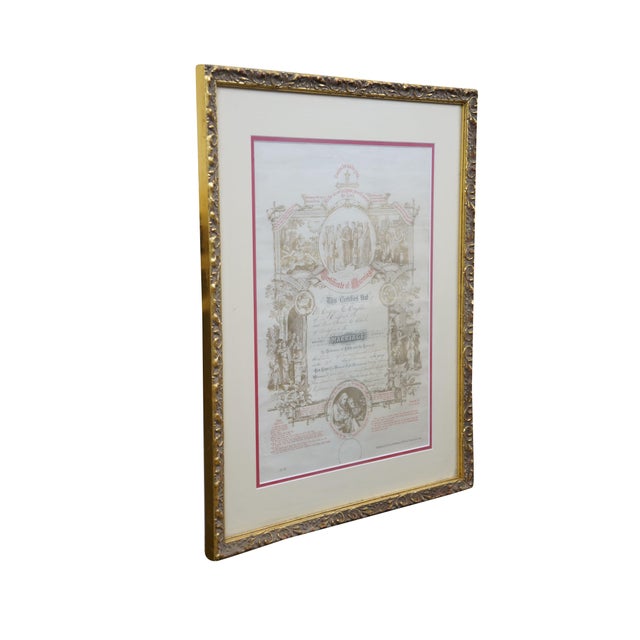 American 1897 Antique Pa German Fraktur Marriage Wedding Certificate 24" For Sale - Image 3 of 16