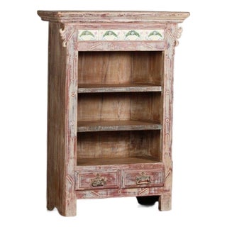 Vintage Anglo-Indian Teakwood and Tile Small Bookcase For Sale