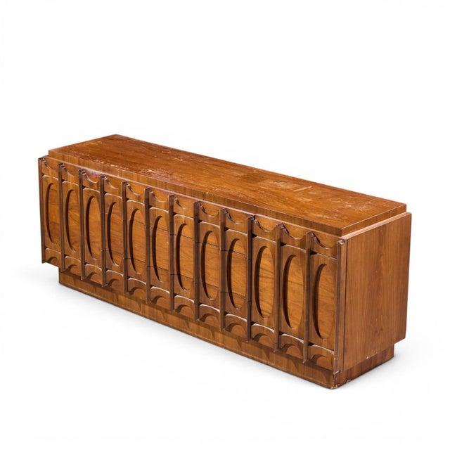 Tobago Brutalist Mid Century Walnut Lowboy Dresser For Sale - Image 9 of 9