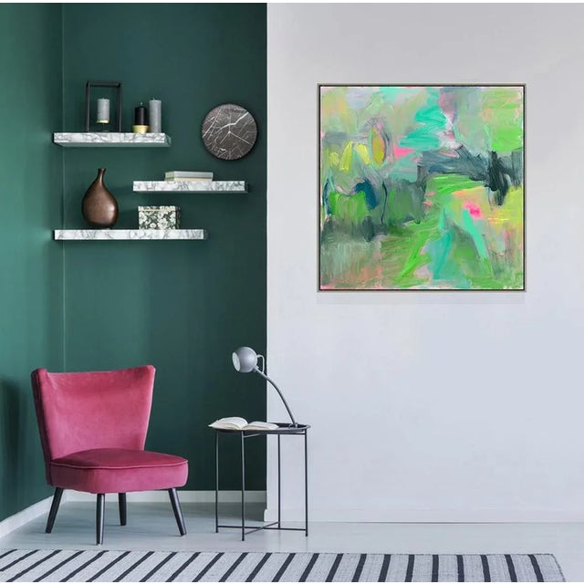 Light Green "Forest Floor" by Trixie Pitts Large Abstract Landscape Painting For Sale - Image 8 of 10