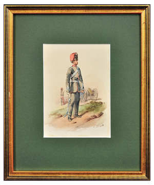 Orlando Norie, Royal Canadian Horse Artillery Officer, 1800s, Watercolor, Framed