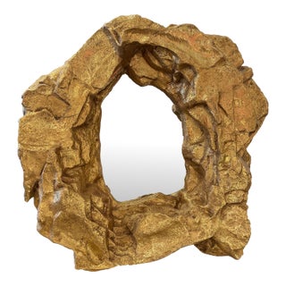 Custom Gold Painted Resin Cave Rock Mirror For Sale