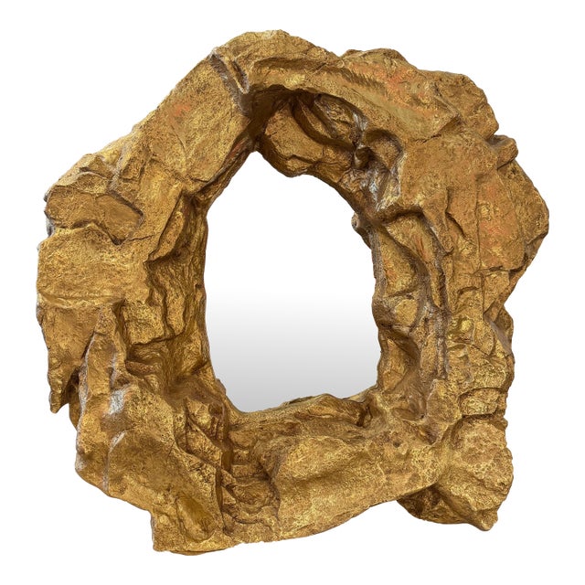 Custom Gold Painted Resin Cave Rock Mirror For Sale