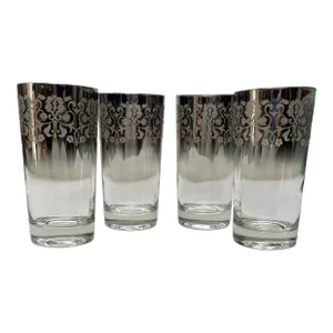 Mid 20th Century Silver Bordered Tumblers- Set of 4