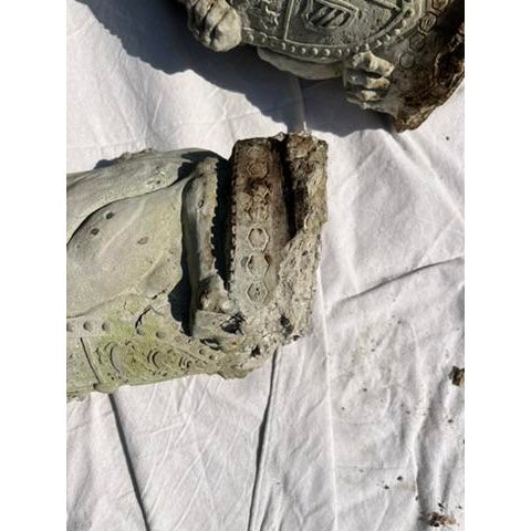 Gray Vintage Armorial Concrete Lion Statues a Pair For Sale - Image 8 of 10