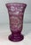 Boho Chic Antique Handmade Engraved German Purple Cut to Clear Glass Vase Cup Chalice For Sale - Image 3 of 10