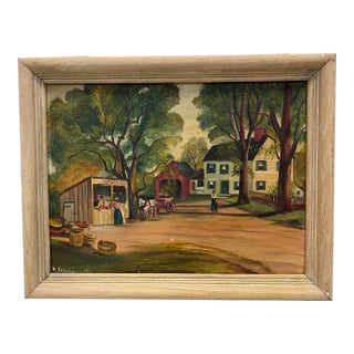 1950's Signed Outsider's Art Scenic Landscape For Sale