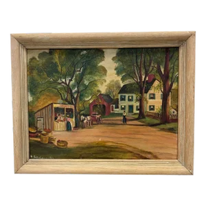 1950's Signed Outsider's Art Scenic Landscape