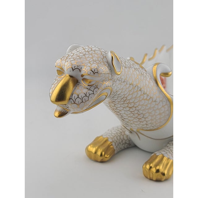 Rare Herend Hand Painted Dragon Dish #7760 - 11 1/4" Long Hand Signed by Artist Vecsey Tamas For Sale - Image 10 of 14