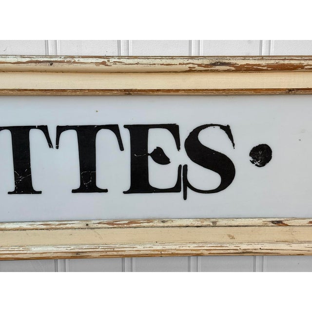 Wood Antique General Store Cigarettes Milk Glass Painted Sign - 53" For Sale - Image 7 of 12
