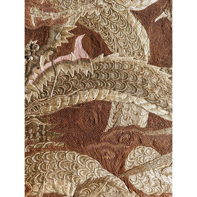 Late 19th Century Framed Japanese Embroidery Dragon Tapestry Meiji Period For Sale - Image 5 of 16