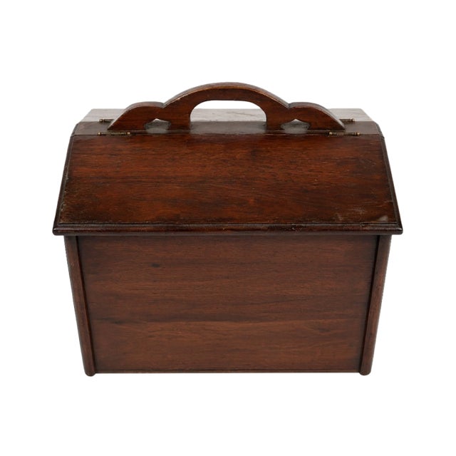 Late 19th Century Dark Wood Carpenter’s Toolbox With Curved Handle For Sale