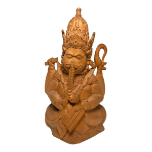 Vintage Balinese Hand Carved Sandal Wood Statue of Lord Ganesha