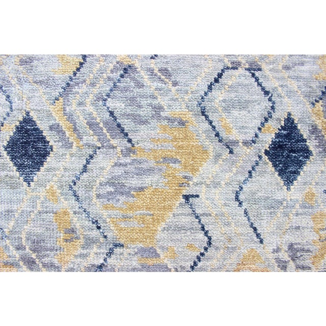 Large Modern Geometric Rug in Blue, Gray and Warm Gold Tones 9'3" X 12'3" For Sale - Image 9 of 12