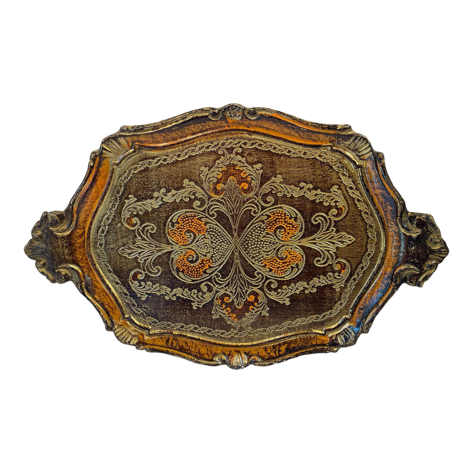 Vintage Italian Florentine Gilt Wood Tray | Chairish