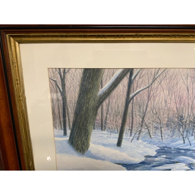 1980s 1980’s Winter Scene Watercolor by Charles McCaughtry For Sale - Image 5 of 12