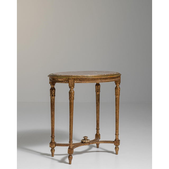 Gold 19th Century France Antique Gold Giltwood Carved Giltwood Gueridon Table For Sale - Image 8 of 11