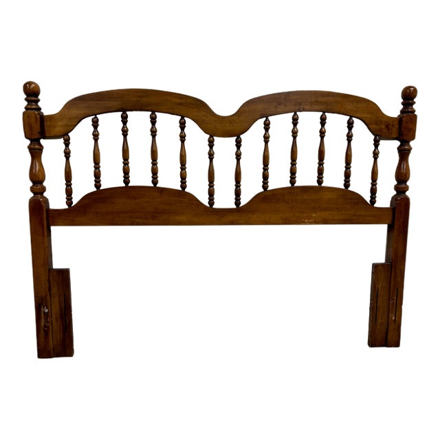 Vintage Convertible Queen or Full Size Traditional Cannonball Spindle Headboard For Sale