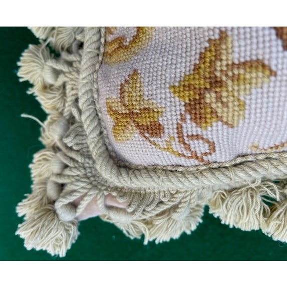 Rose Vintage Floral Arrangement Needlepoint Pillow For Sale - Image 8 of 11