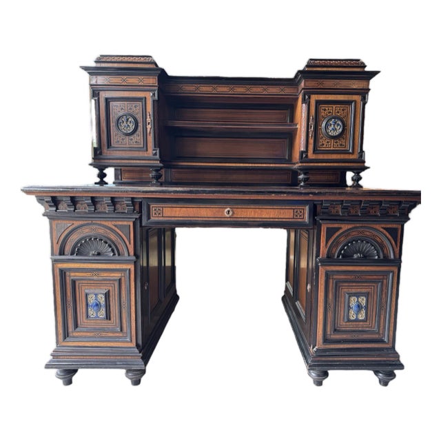 Late 19th or Early 20th Century a Bruce James Talbert-Inspired Victorian Writing Desk For Sale