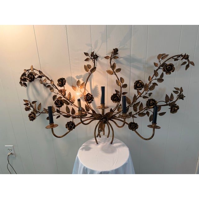 Gold Vintage Italian Gilt Tole Sconce For Sale - Image 8 of 10