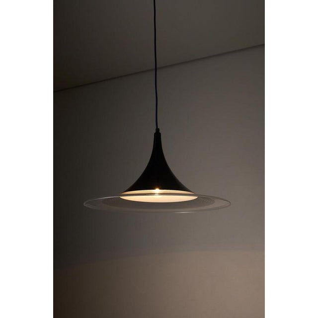 Black and Clear Acrylic Trumpet Pendant, 1980s For Sale - Image 4 of 10