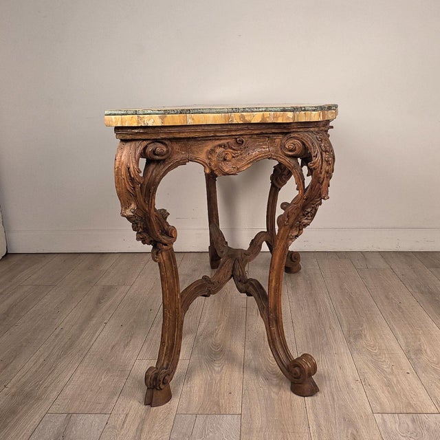 18th Century Italian Walnut Rococo Console With Marble Top For Sale - Image 14 of 18
